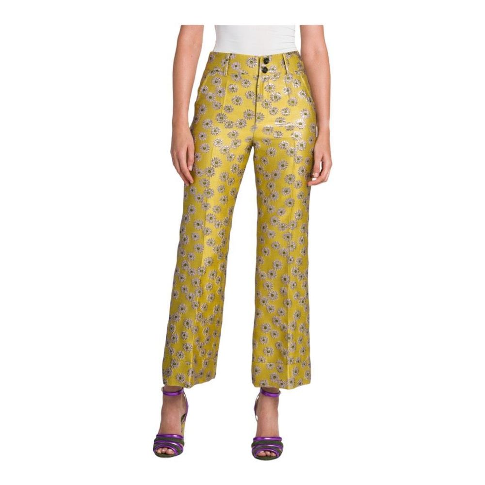 LA DoubleJ Mustard Floral Flare Pants